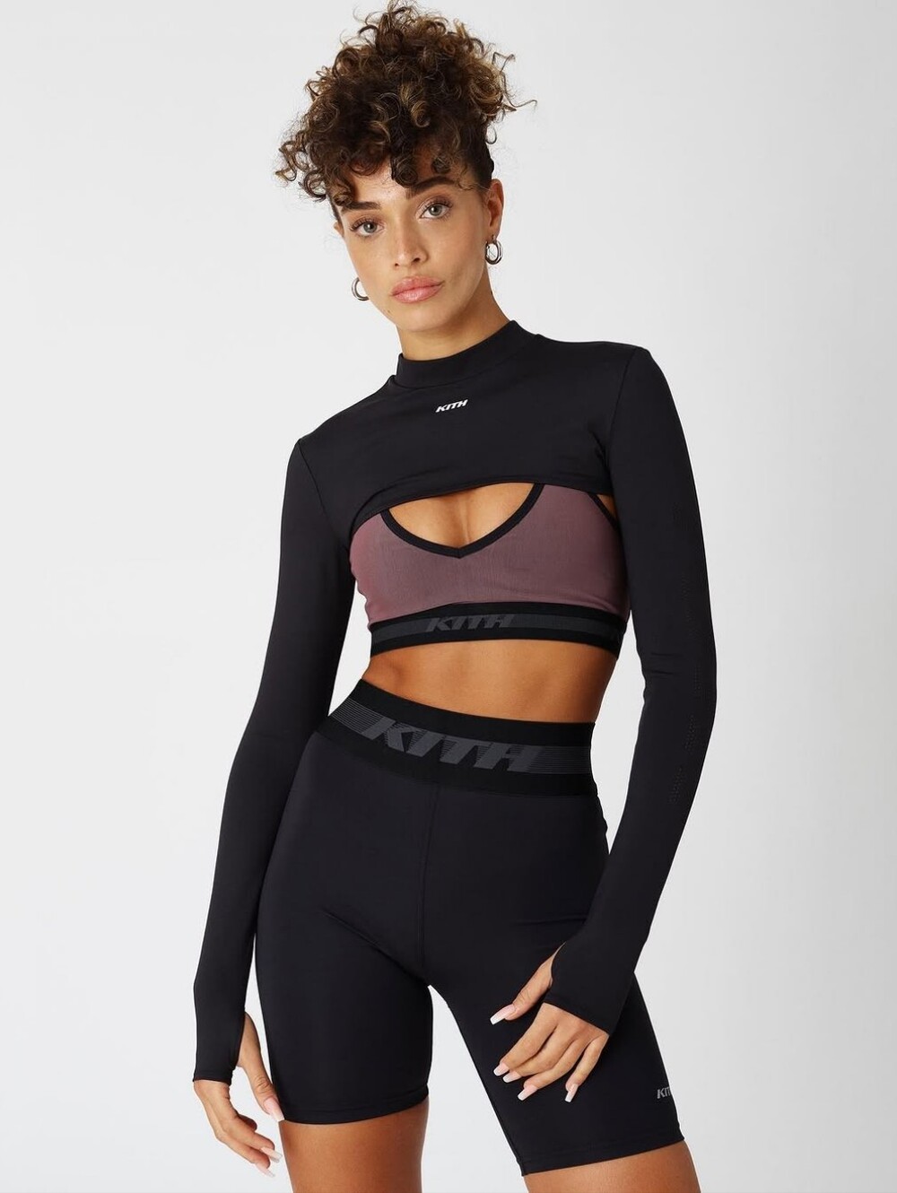 Kith Liz Biker Short Elastic Waist Logo Size Small Black Grey